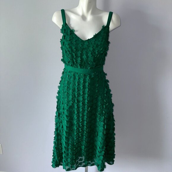 Eva Franco Anthropologie Hanya Textured Dress Green Floral Womens size 0 - Picture 2 of 6
